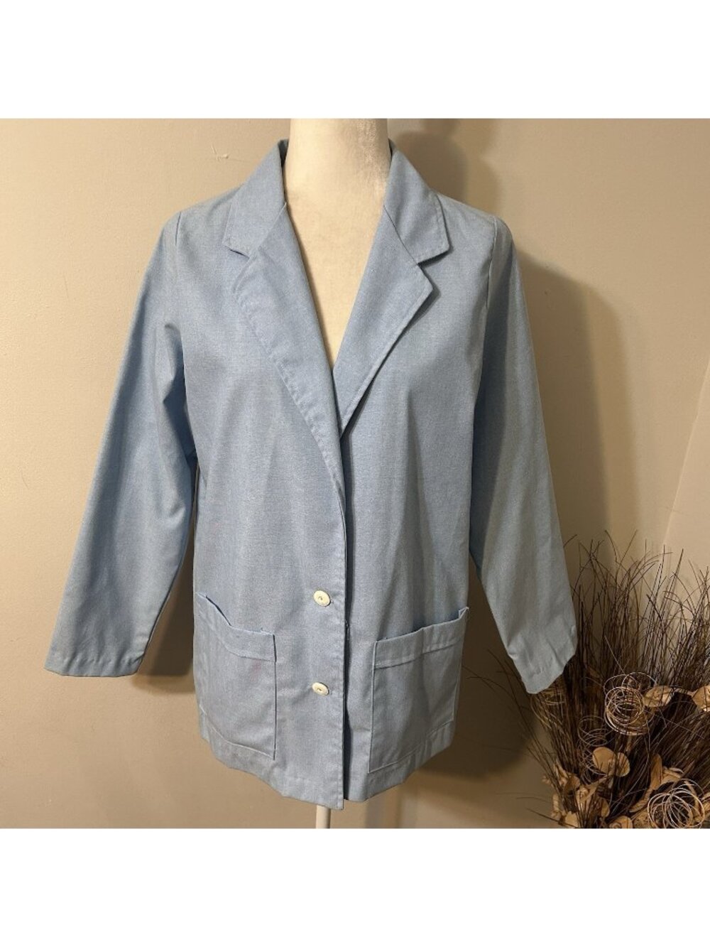 Vtg Gertrude Davenport Women Light Blue Blazer Jacket Lightweight Pockets Sz 12